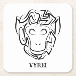 白黒の部族猿 スクエアペーパーコースター