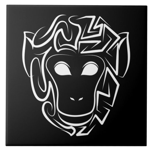 白黒の部族猿 タイル (正面)