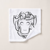 白黒の部族猿 バスタオルセット (ウォッシュタオル)