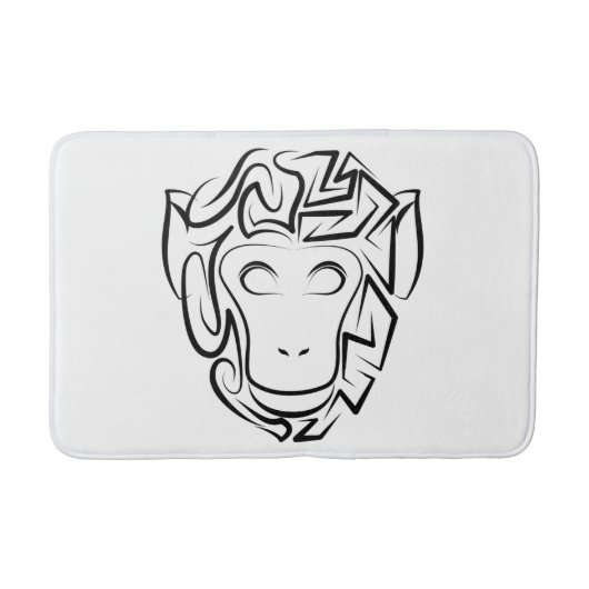 白黒の部族猿 バスマット (正面)