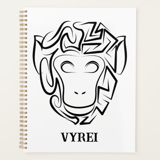 白黒の部族猿 プランナー手帳 (正面)