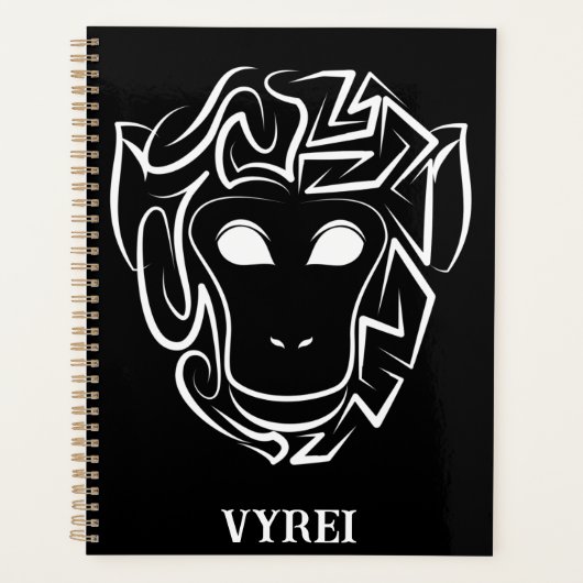 白黒の部族猿 プランナー手帳 (正面)