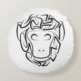 白黒の部族猿 ラウンドクッション