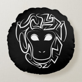 白黒の部族猿 ラウンドクッション