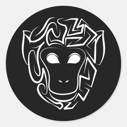 白黒の部族猿 ラウンドシール (正面)