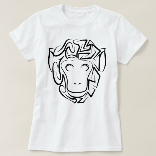 白黒の部族猿 Tシャツ (デザイン正面)