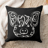 白黒の部族豚 クッション (ブランケット)