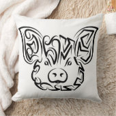 白黒の部族豚 クッション (ブランケット)