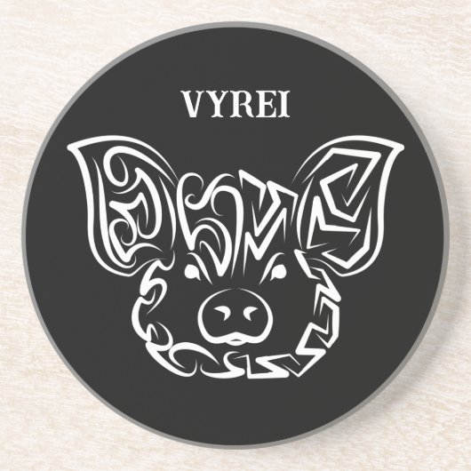 白黒の部族豚 コースター (正面)