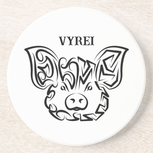 白黒の部族豚 コースター (正面)