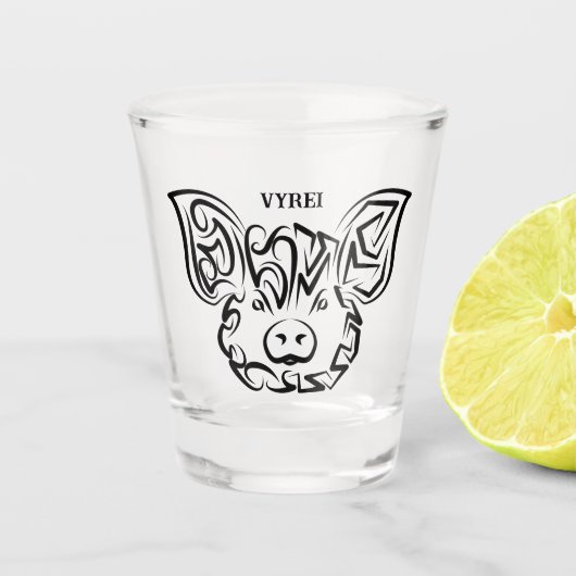 白黒の部族豚 ショットグラス (正面)