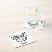 白黒の部族豚 スクエアペーパーコースター (インサイチュ)