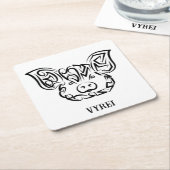 白黒の部族豚 スクエアペーパーコースター (アングル)