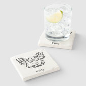 白黒の部族豚 ストーンコースター (横)