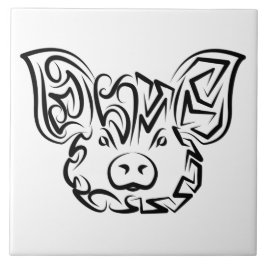 白黒の部族豚 タイル