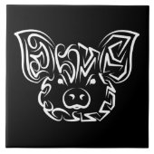 白黒の部族豚 タイル (正面)