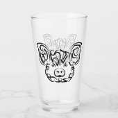 白黒の部族豚 タンブラーグラス (裏面)