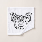 白黒の部族豚 バスタオルセット (ウォッシュタオル)