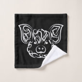 白黒の部族豚 バスタオルセット (ウォッシュタオル)