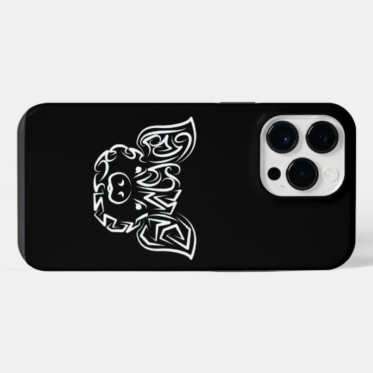 白黒の部族豚 iPhoneケース (裏面横)