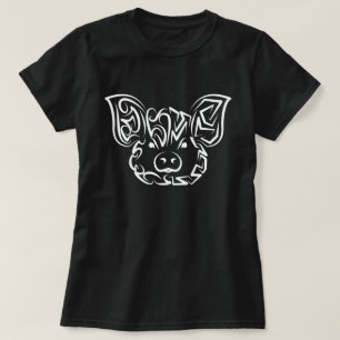 白黒の部族豚 Tシャツ