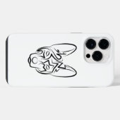 白黒の部族風ドッグ iPhoneケース (裏面横)