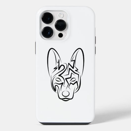 白黒の部族風ドッグ iPhoneケース (裏面)