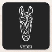 白黒の部族馬 スクエアペーパーコースター (正面)