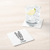 白黒の部族馬 スクエアペーパーコースター (インサイチュ)