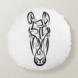 白黒の部族馬 ラウンドクッション