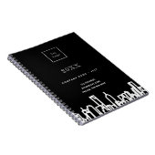 白黒の都市スカイライン モダンビジネス ロゴ ノートブック (右側)