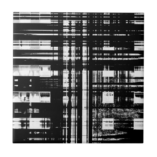 白黒の都市タワーブロック タイル (正面)