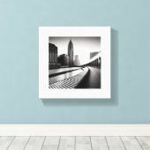 白黒の都市 キャンバスプリント (インサイチュ (ウッドフロア))