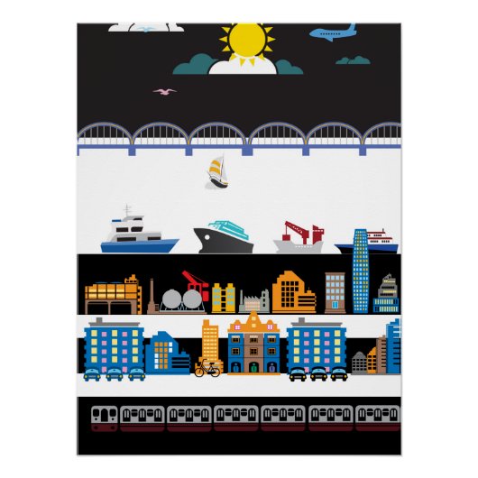 白黒の都市 ポスター (正面)