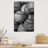 白黒の野球アートユニーク作品 ポスター (キッチン)