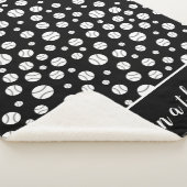 白黒の野球ボールパターンパーソナライズされた シェルパブランケット (3/4)