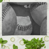 白黒の野球 キッチンタオル (折り畳み)