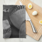 白黒の野球 キッチンタオル (四つ折り)