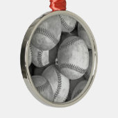 白黒の野球 メタルオーナメント (右)