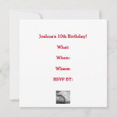 白黒の野球 招待状 (裏面)