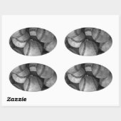 白黒の野球 楕円形シール (シート)