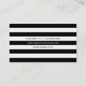 白黒の金ゴールドとストライプヴィンテージバラ 名刺 (裏面)