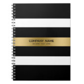 白黒の金ゴールドのアストライプクセント ノートブック (正面)