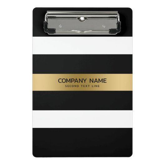 白黒の金ゴールドのアストライプクセント ミニクリップボード (正面)