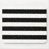 白黒の金ゴールドのフェイクなグリッターのストライプな水玉模様 マウスパッド (正面)