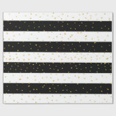 白黒の金ゴールドのフェイクなグリッターのストライプな水玉模様 ラッピングペーパー (フラット)