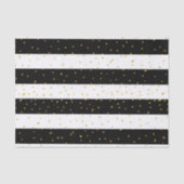 白黒の金ゴールドのフェイクなグリッターのストライプな水玉模様 薄葉紙 (正面)