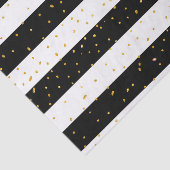 白黒の金ゴールドのフェイクなグリッターのストライプな水玉模様 薄葉紙 (詳細)