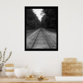 白黒の鉄道線路 ポスター (キッチン)
