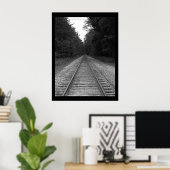 白黒の鉄道線路 ポスター (ホームオフィス)